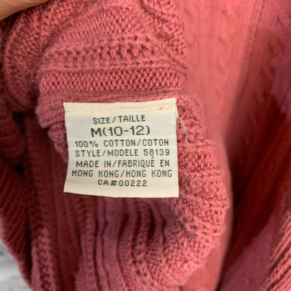 Vintage 90s Cable Knit Sweater M Pink Tradition Country Collection 80s Crewneck - Picture 8 of 14